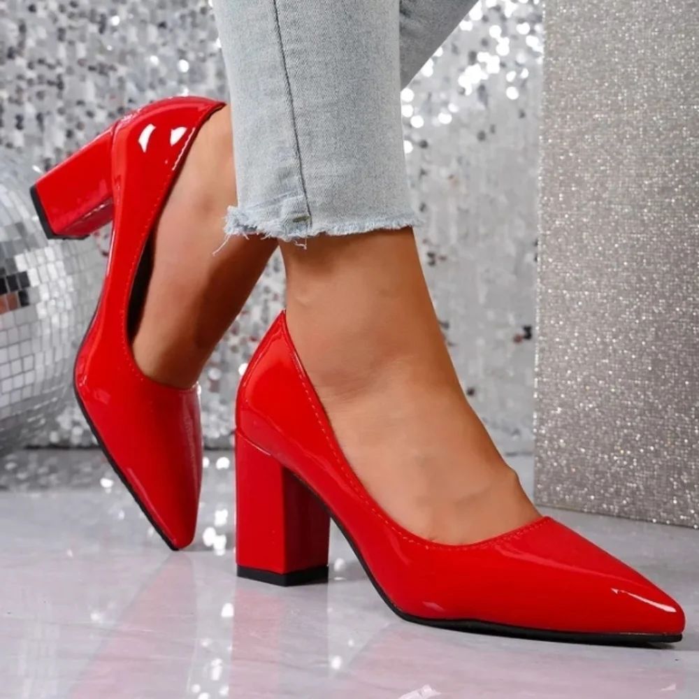 BRAND NEW BAMBOO POINTED TOE BLOCK-HEEL PUMP